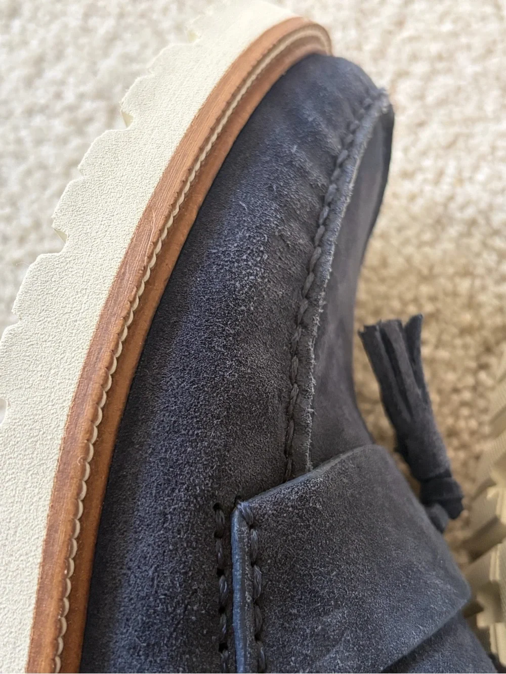 Cole haan American classic man made leather blue suede tassels loafers size 10